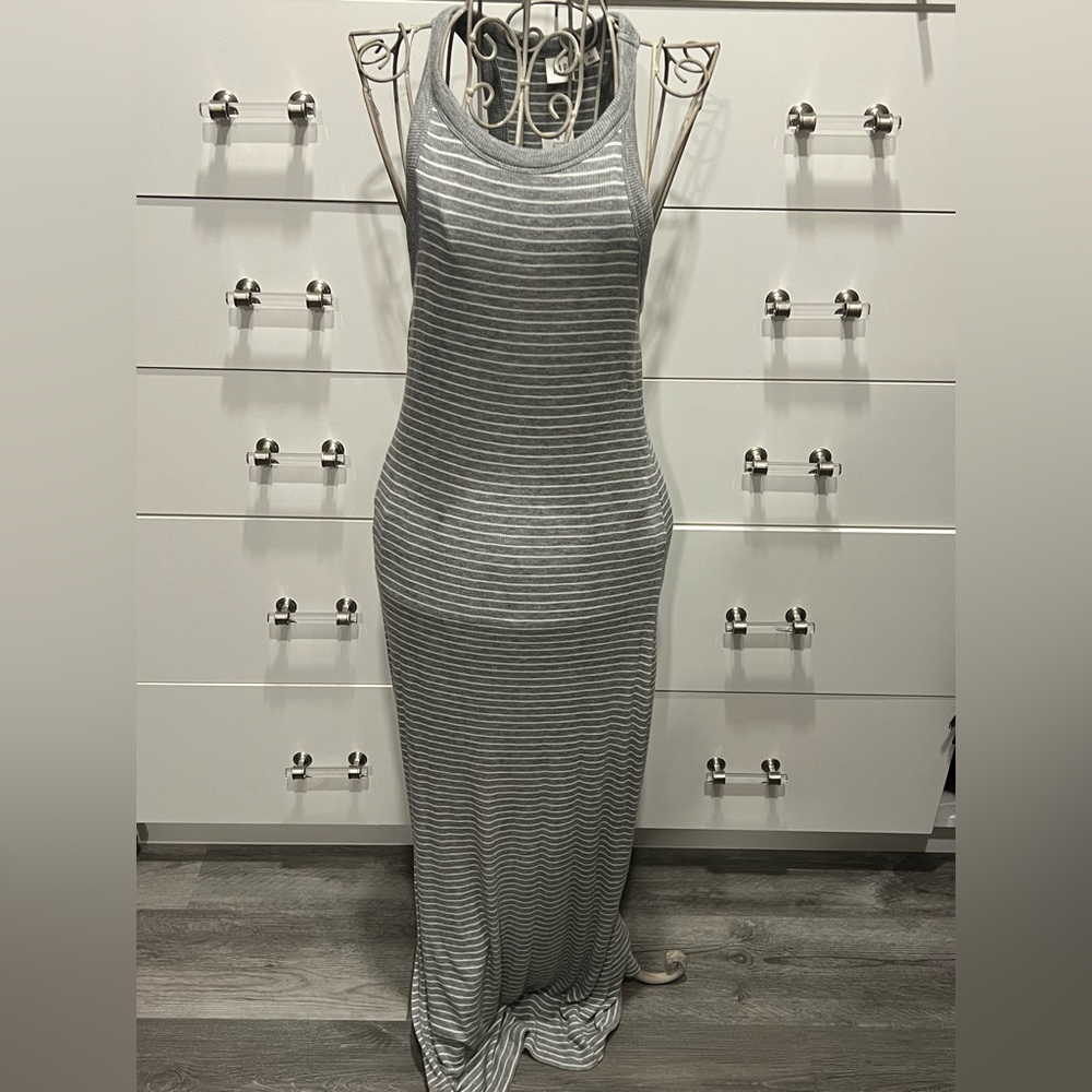 Gap Gray and White Striped Maxi Tank Dress, size S, New